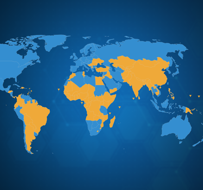 Carte du monde montrant les pays bénéficaires d'une aide d'urgence pour lutter contre COVID-19 © Banque mondiale Carte du monde montrant les pays bénéficaires d'une aide d'urgence pour lutter contre COVID-19 © Banque mondiale
